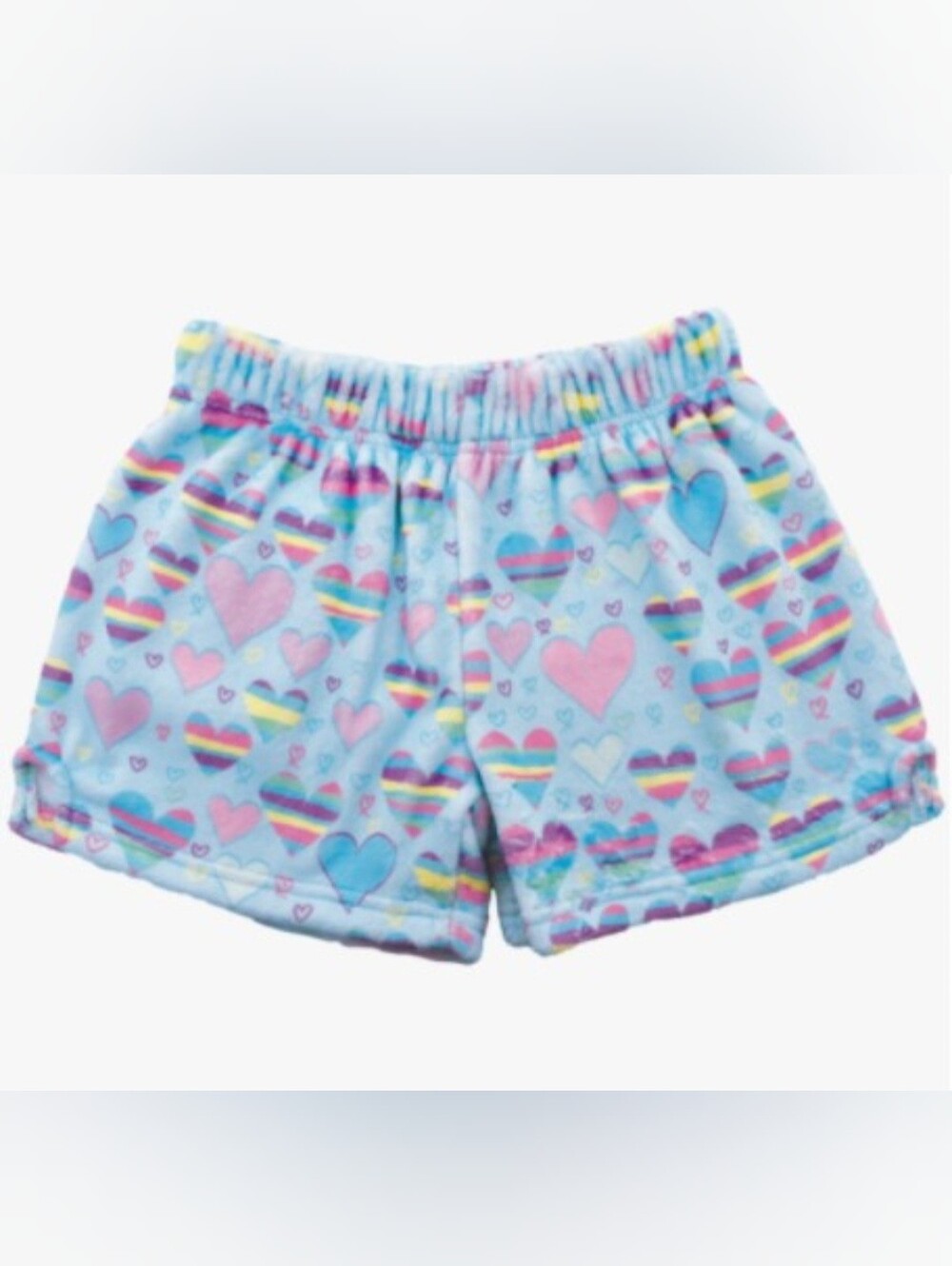 Iscream Girls Light Blue Heart Print Fleece PJ/Lounge Shorts